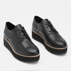 Eileen Fisher Eddy Smooth Leather Academia Preppy Grunge Platform Oxford